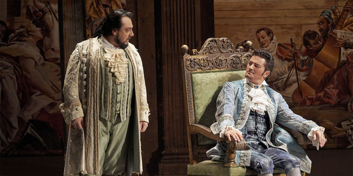 &raquo;Un ballo in maschera&laquo;, 1. Akt: George Petean (Renato/Graf Ren&eacute; Ankarstr&ouml;m) und Piotr Beczała (Gustavo/Gustaf III.) &copy; Wiener Staatsoper/Michael P&ouml;hn